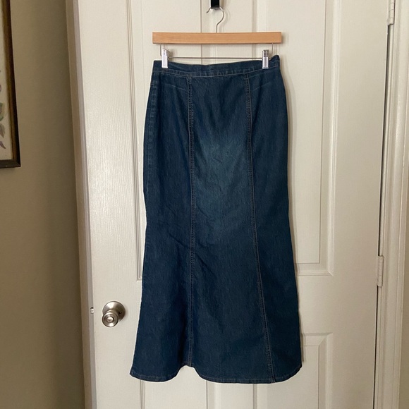 Denim Button-Front Maxi Skirt - Picture 2 of 6